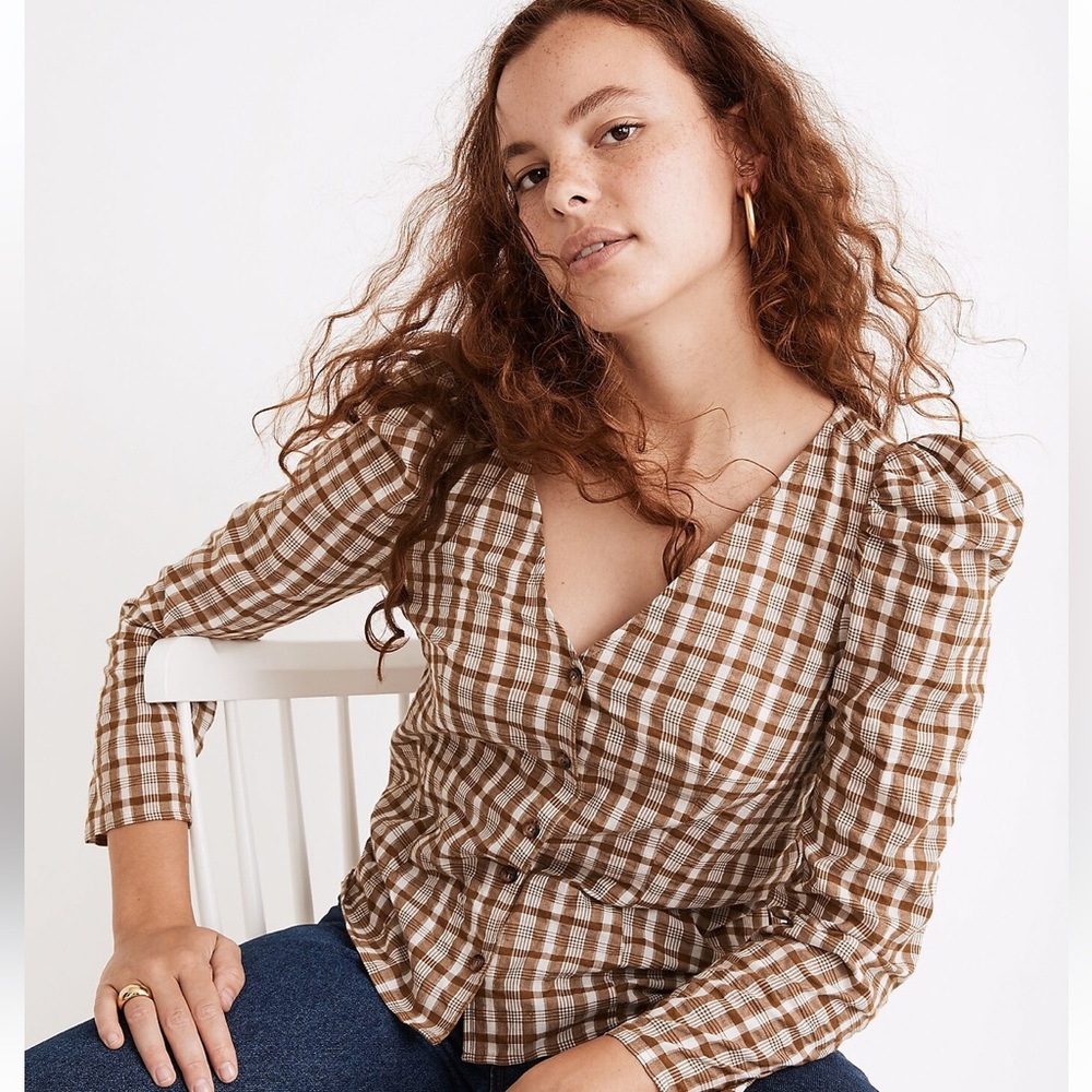 NWT | Madewell Westover Top in Sandown Plaid